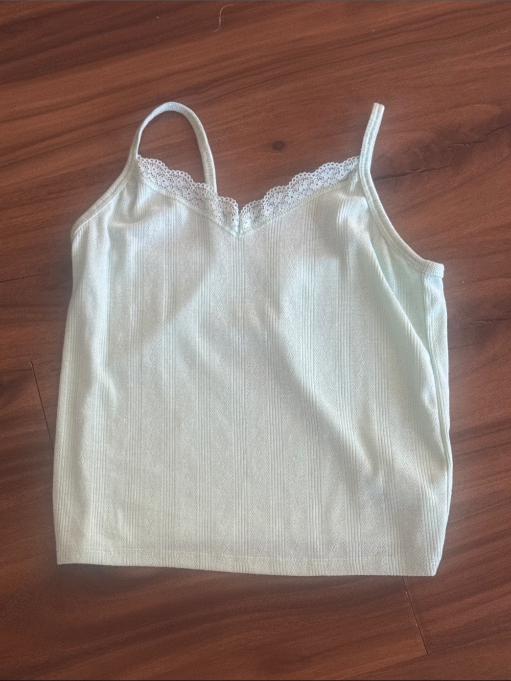 Colsie Light Mint Lace-Trim Ribbed Camisole